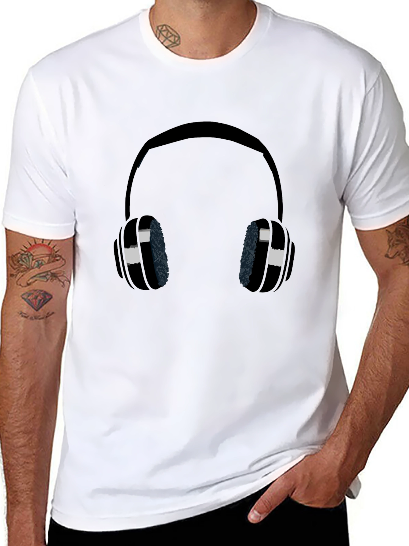 Headphones Graphic Black T-Shirt