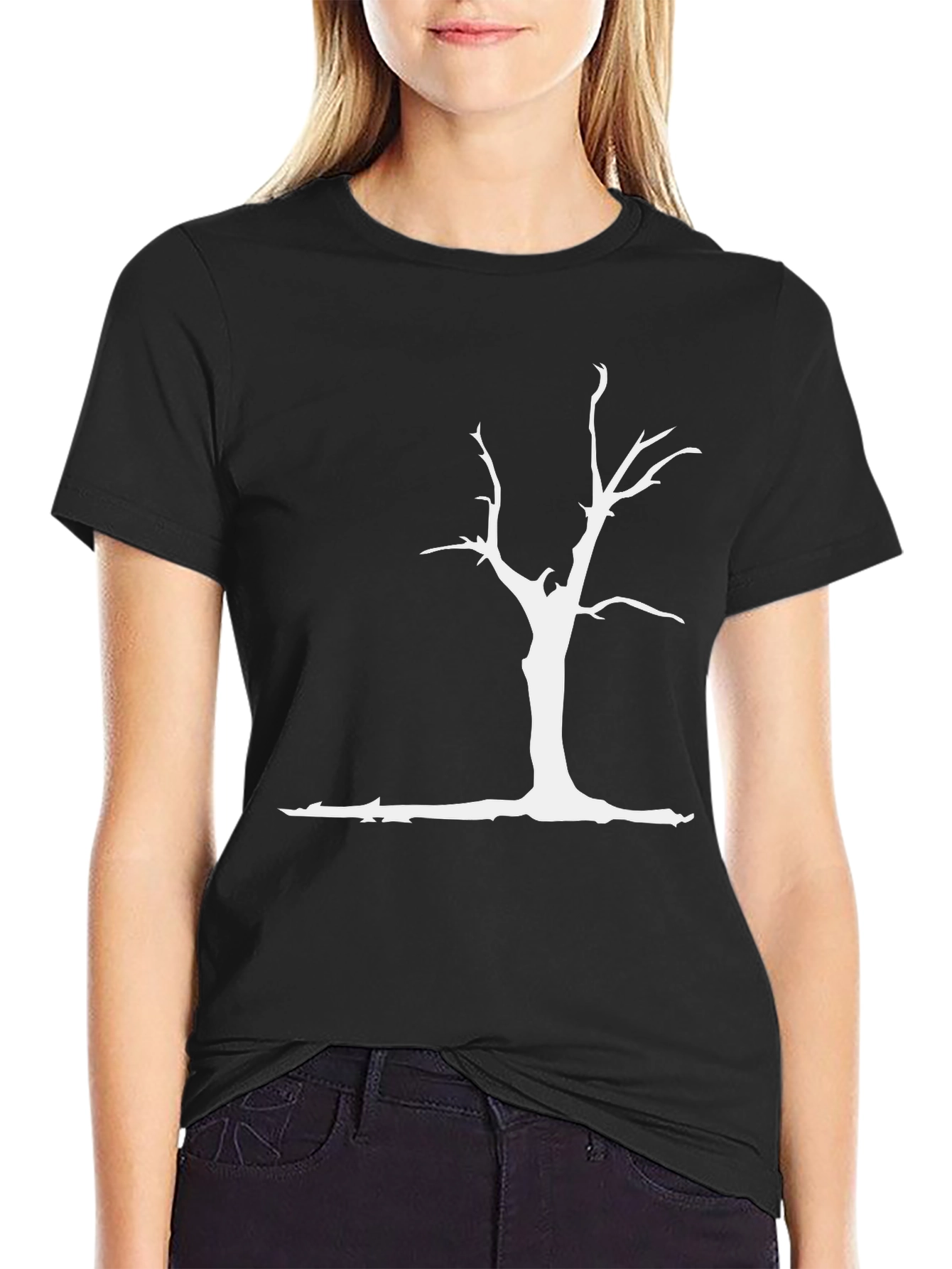 White Tree Graphic Black T-Shirt