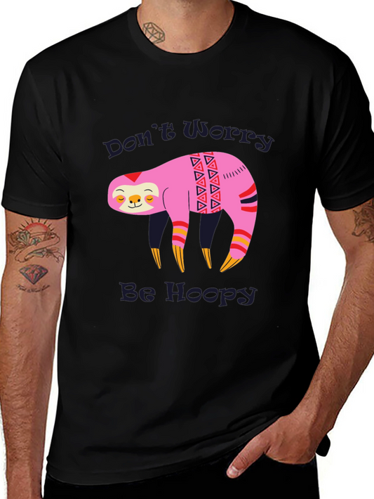 Dont Worry Be Hoopy Sloth Graphic Tee