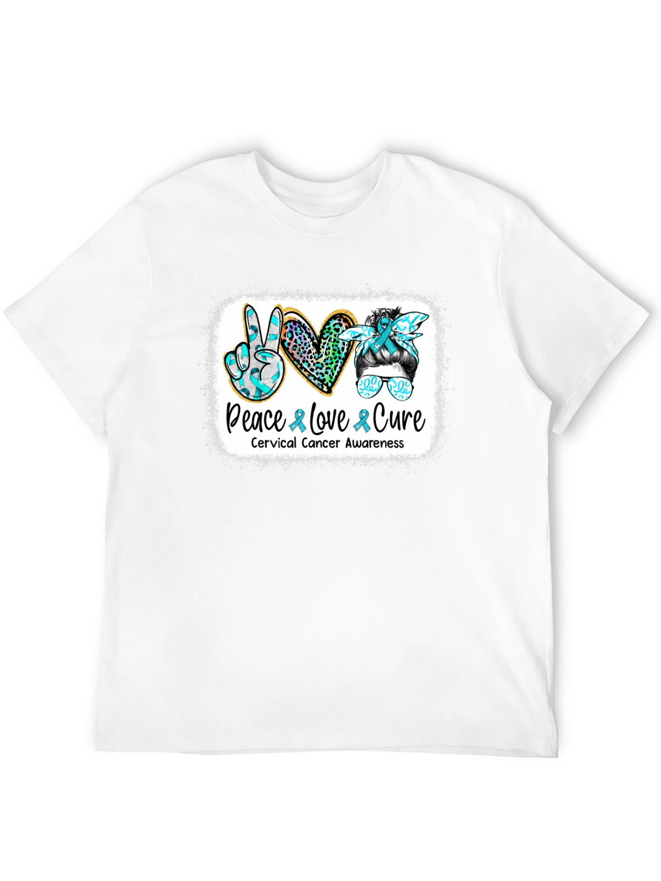 Cervical Cancer Awareness Peace Love Cure T-Shirt