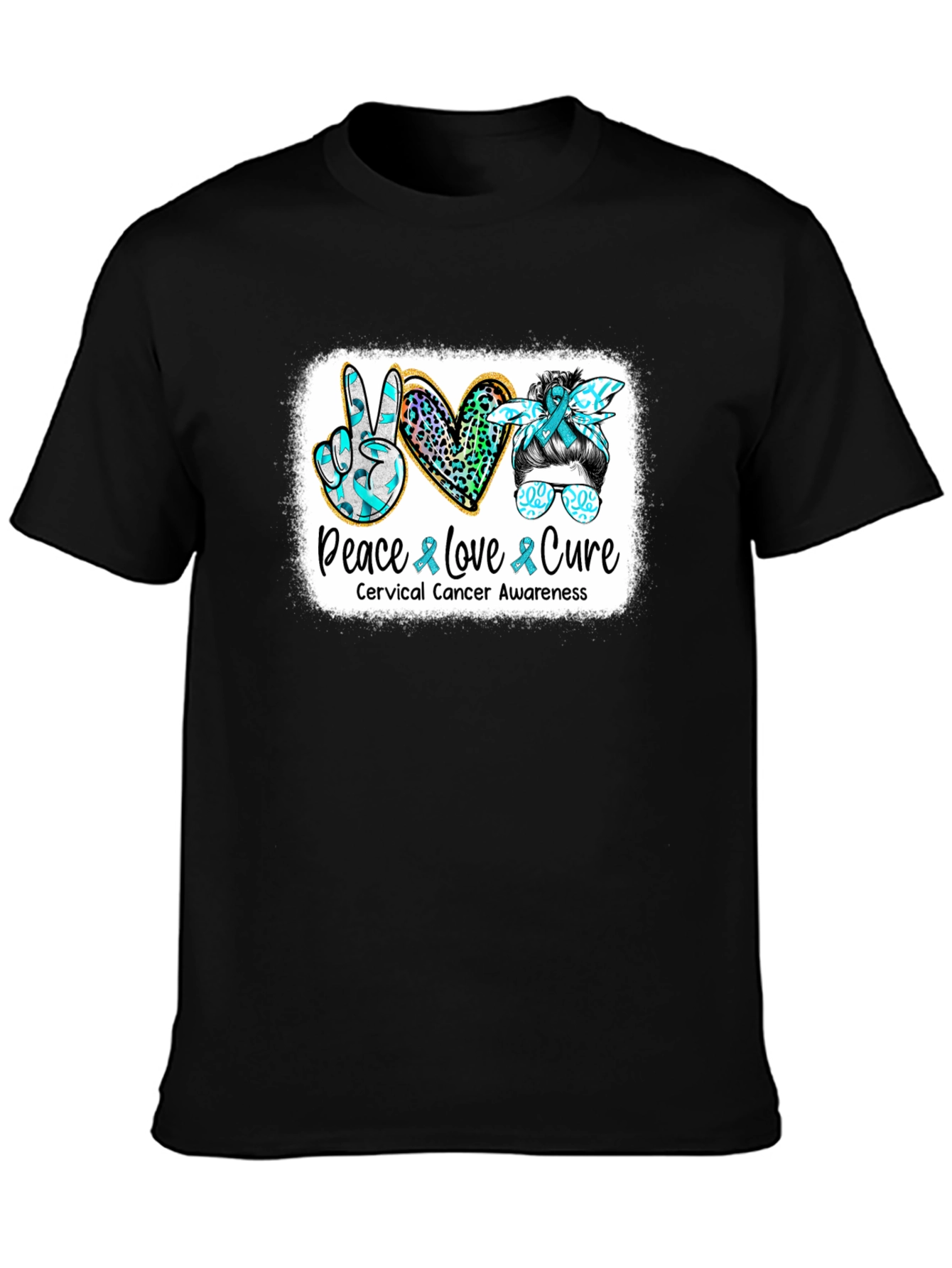 Cervical Cancer Awareness Peace Love Cure T-Shirt