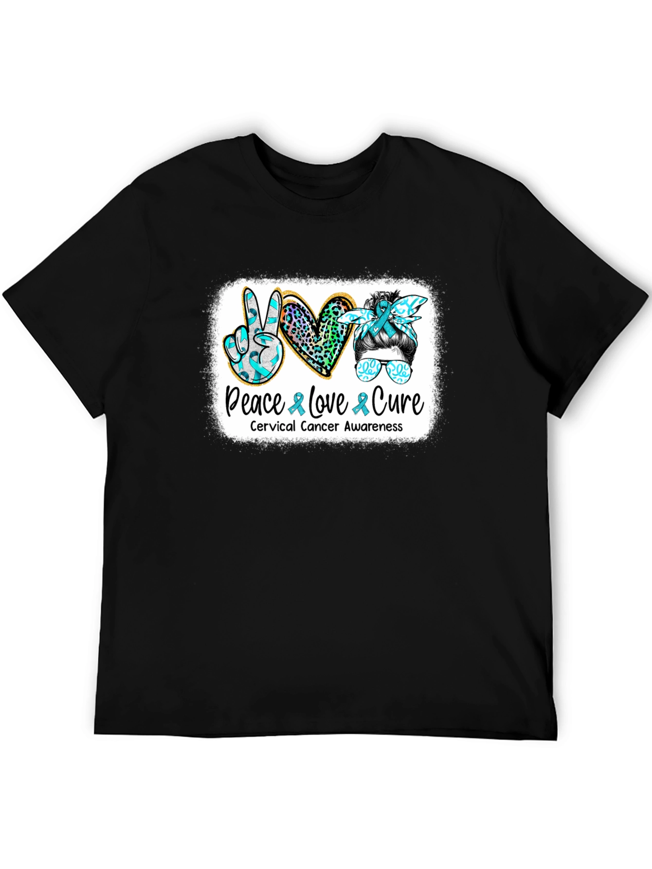 Cervical Cancer Awareness Peace Love Cure T-Shirt