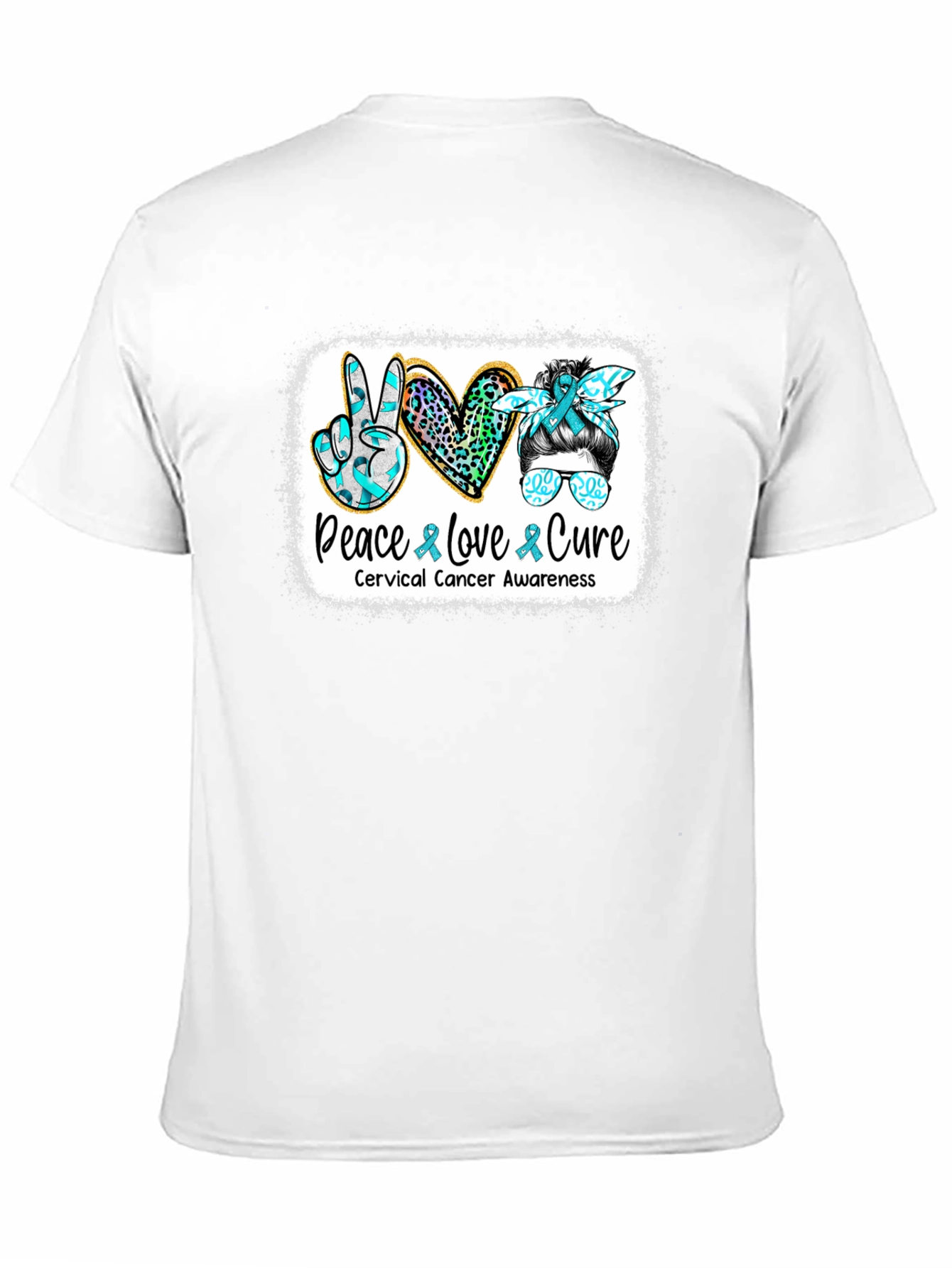 Cervical Cancer Awareness Peace Love Cure T-Shirt