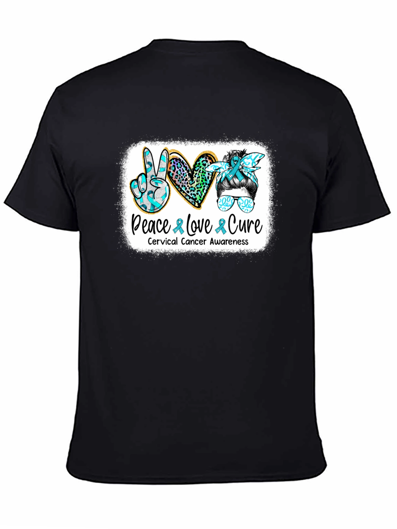 Cervical Cancer Awareness Peace Love Cure T-Shirt