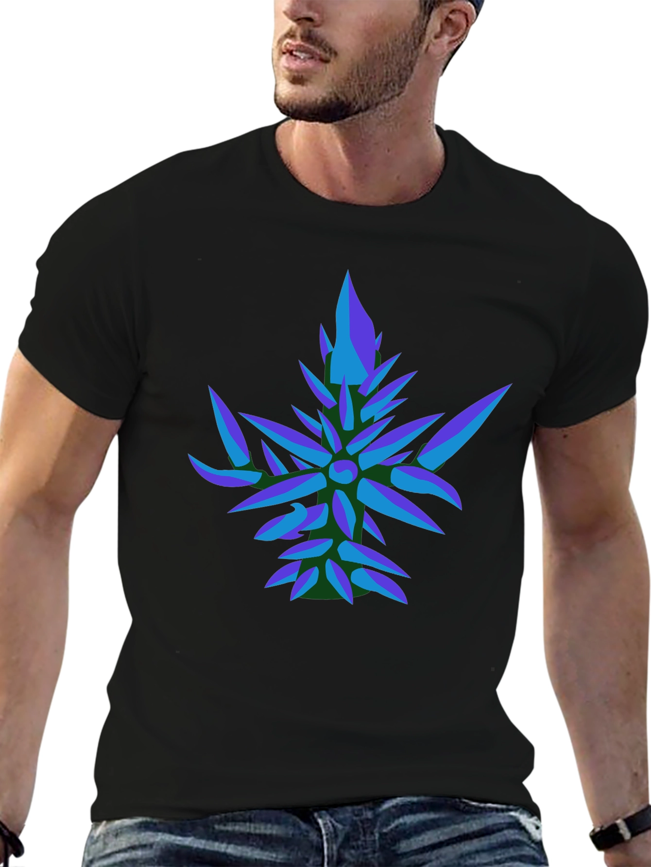 Abstract Geometric Leaf T-Shirt - Modern Graphic Tee