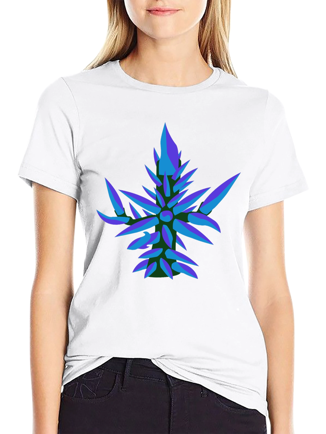 Abstract Geometric Leaf T-Shirt - Modern Graphic Tee