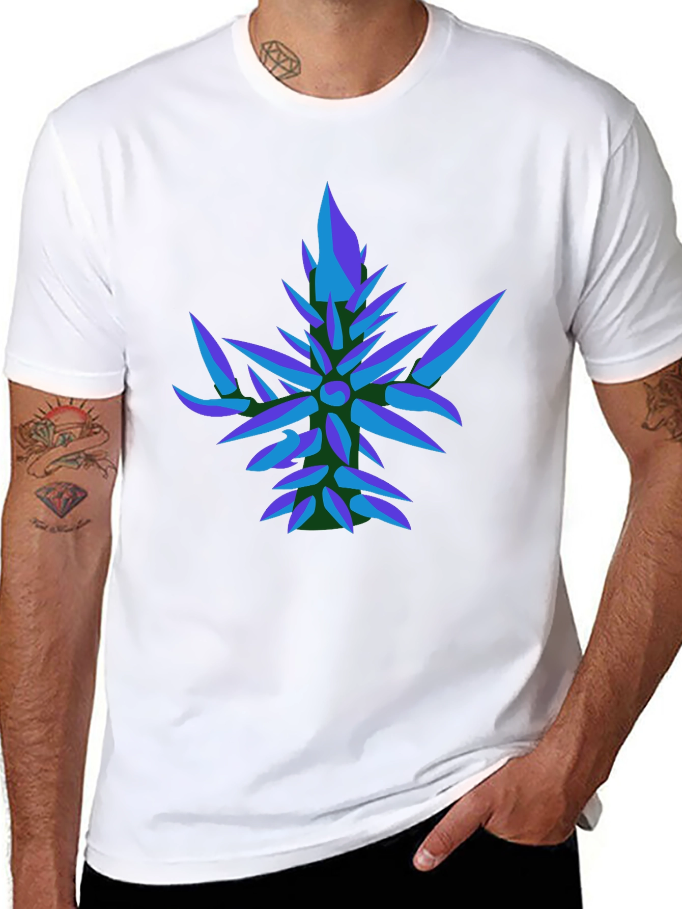 Abstract Geometric Leaf T-Shirt - Modern Graphic Tee