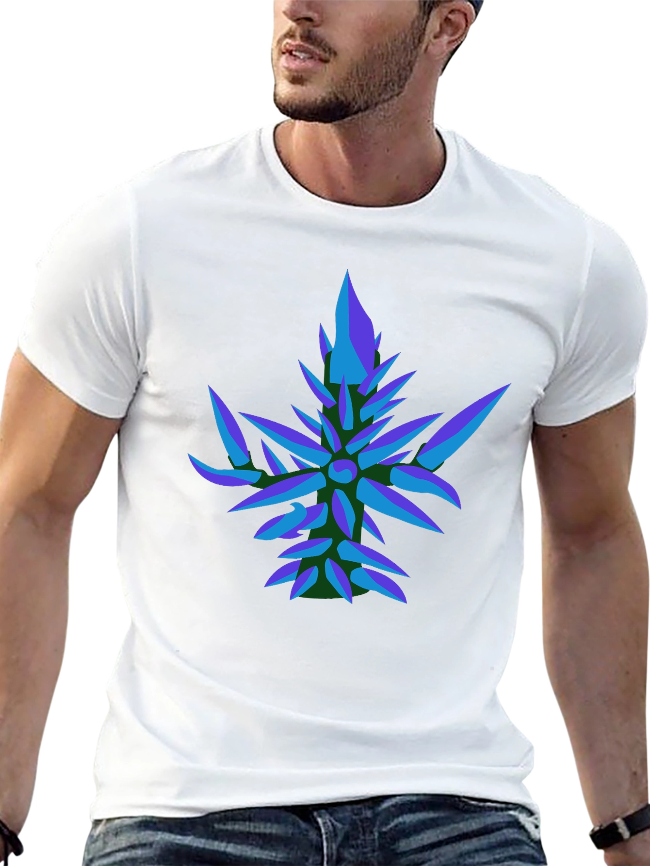 Abstract Geometric Leaf T-Shirt - Modern Graphic Tee