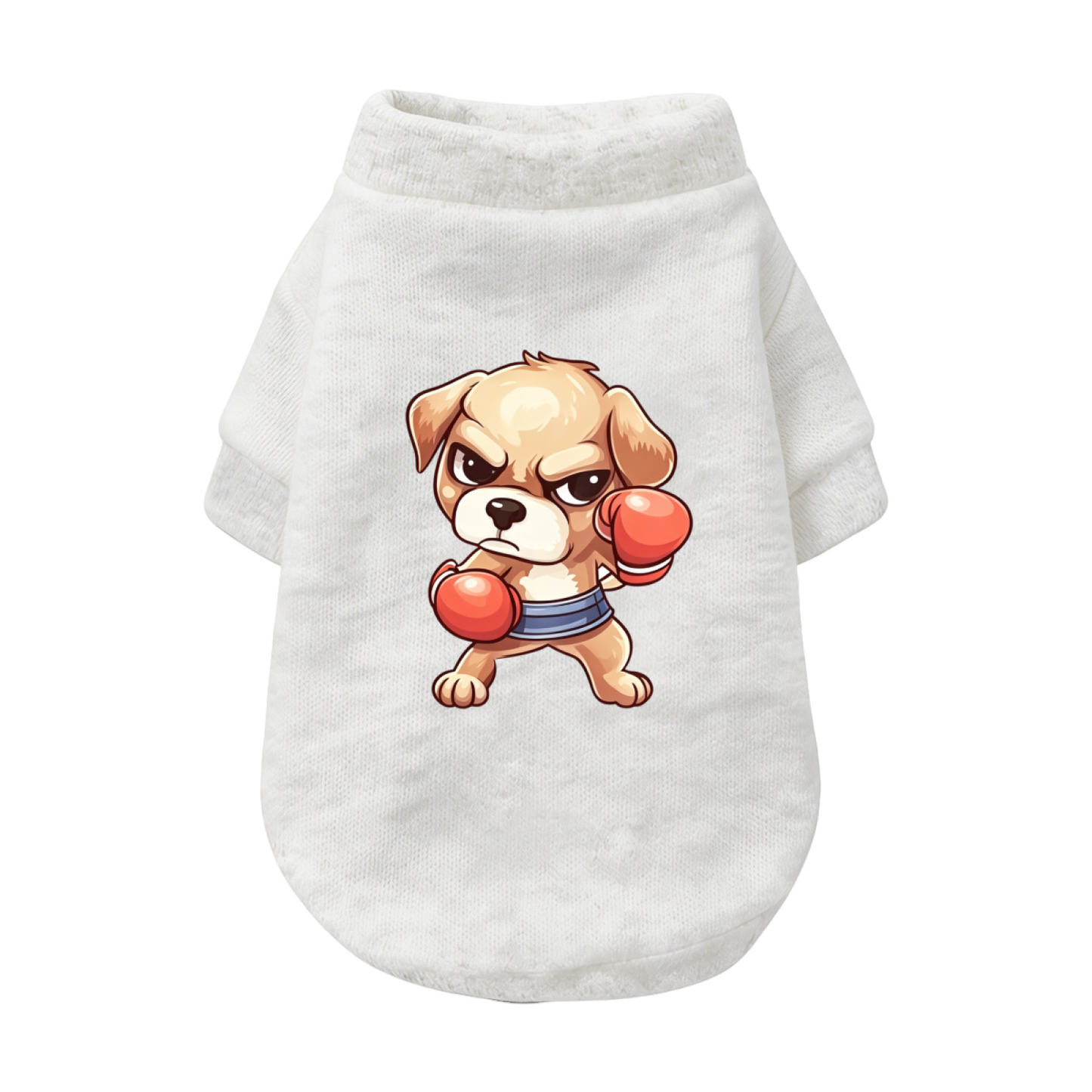 Tough Boxing Puppy Cartoon Funny Pet Warm Sweater