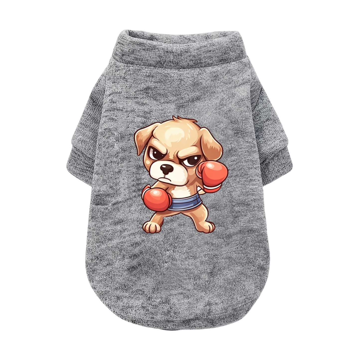 Tough Boxing Puppy Cartoon Funny Pet Warm Sweater