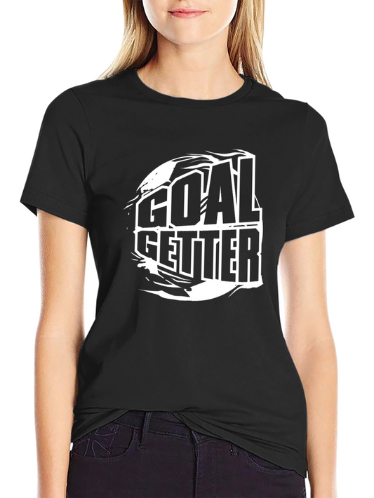 Goal Getter Graphic Tee - Black Cotton T-Shirt