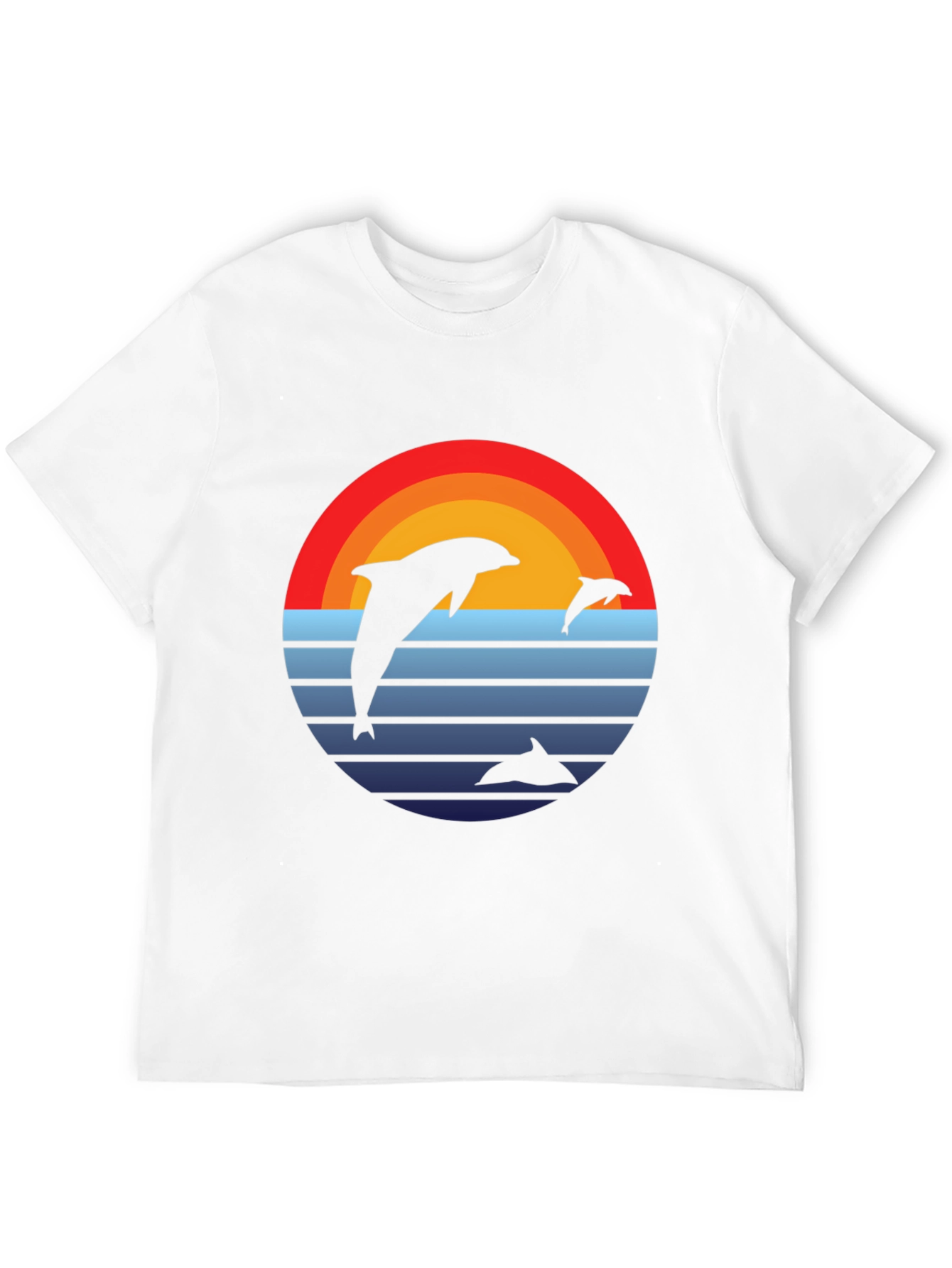 Dolphin Sunset Graphic Tee - Retro Style