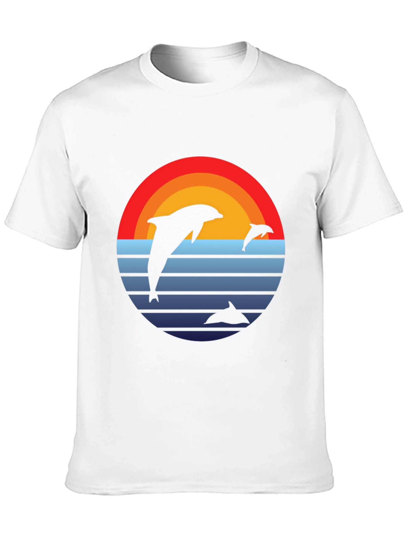 Dolphin Sunset Graphic Tee - Retro Style