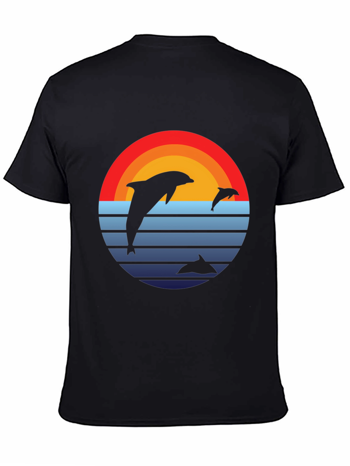 Dolphin Sunset Graphic Tee - Retro Style