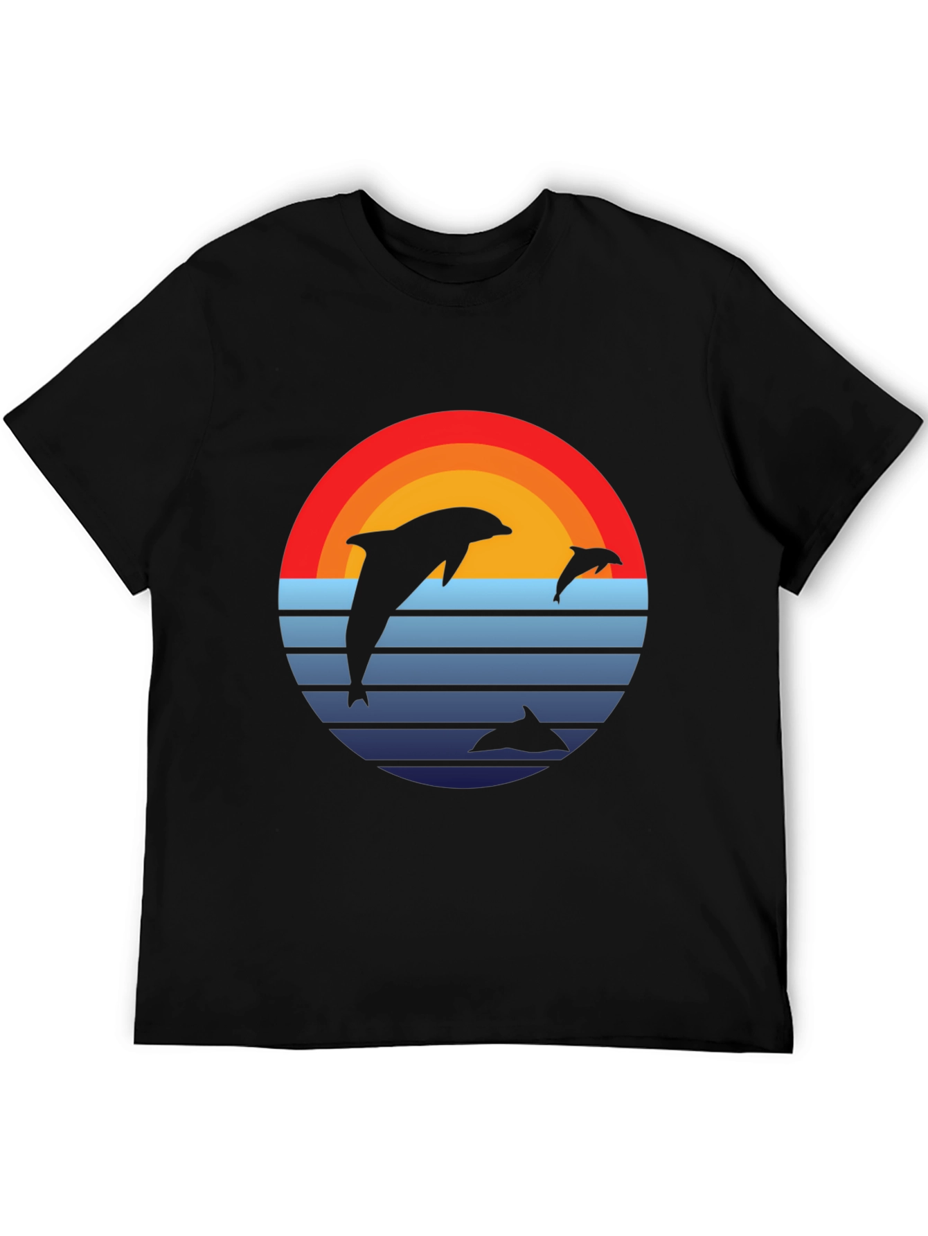 Dolphin Sunset Graphic Tee - Retro Style