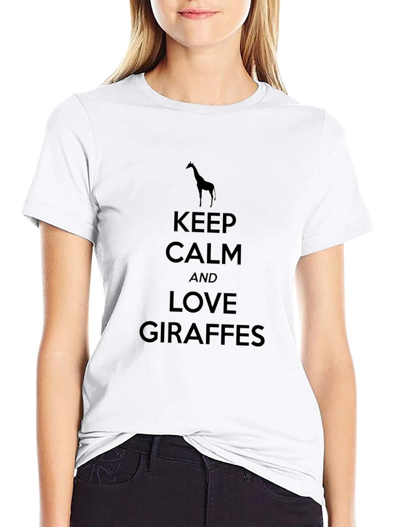Keep Calm and Love Giraffes T-Shirt - Black