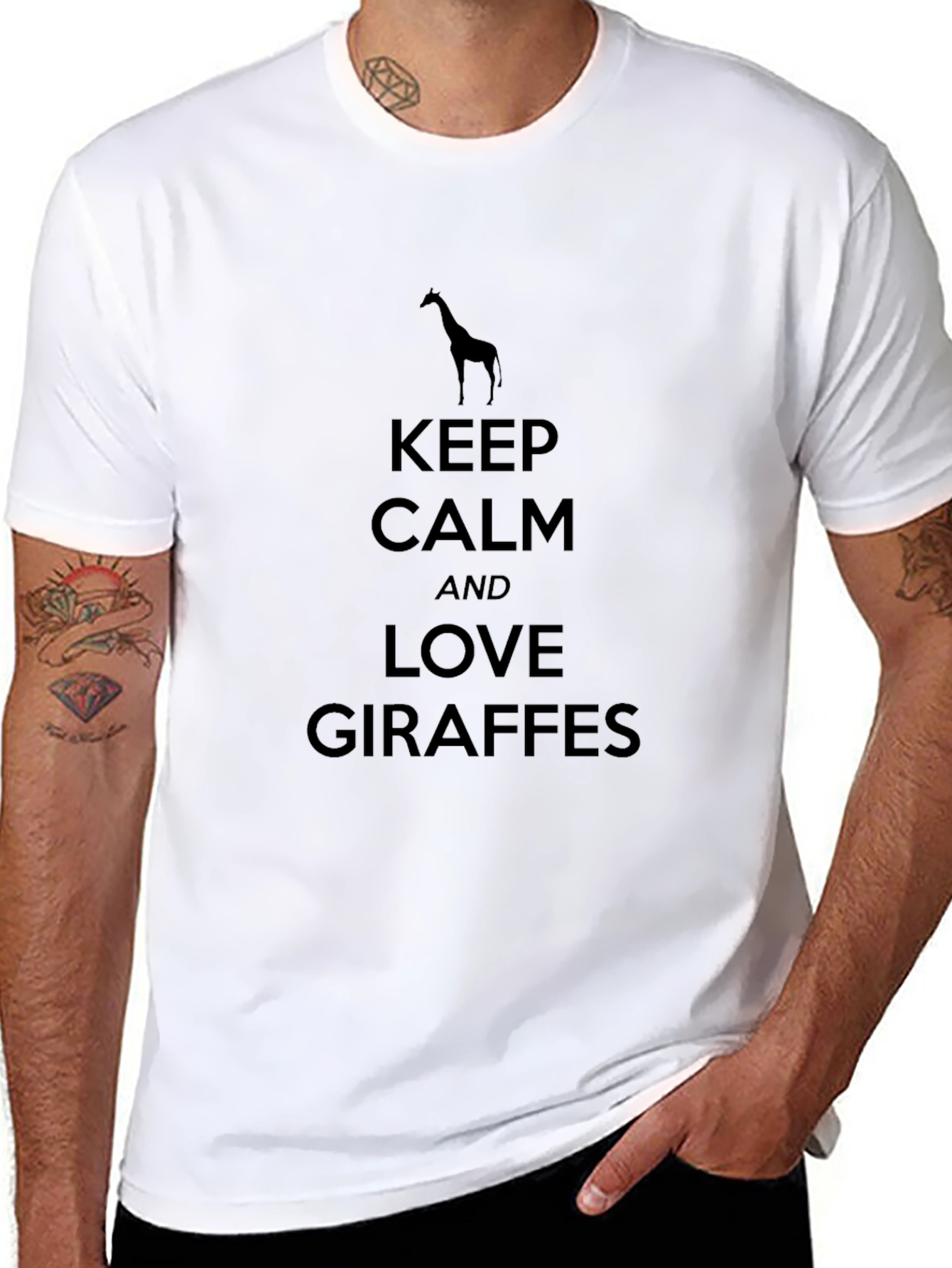 Keep Calm and Love Giraffes T-Shirt - Black