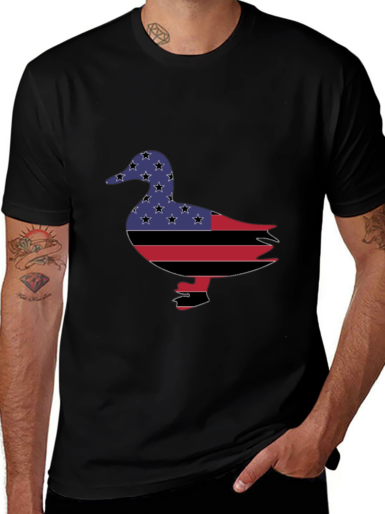 Patriotic Duck Graphic Tee - Black