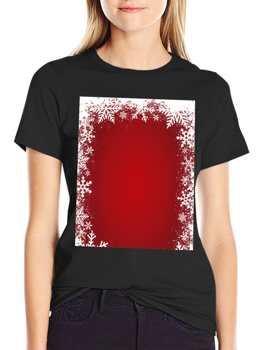 Festive Snowflake Border Red T-Shirt