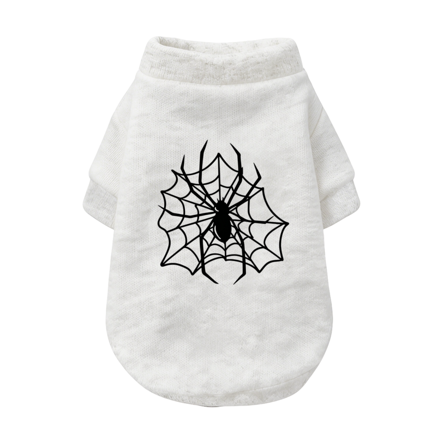 Spooky Black Spider Halloween White Pet Cardigan Sweater