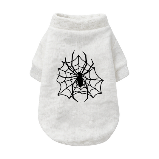 Spooky Black Spider Halloween White Pet Cardigan Sweater