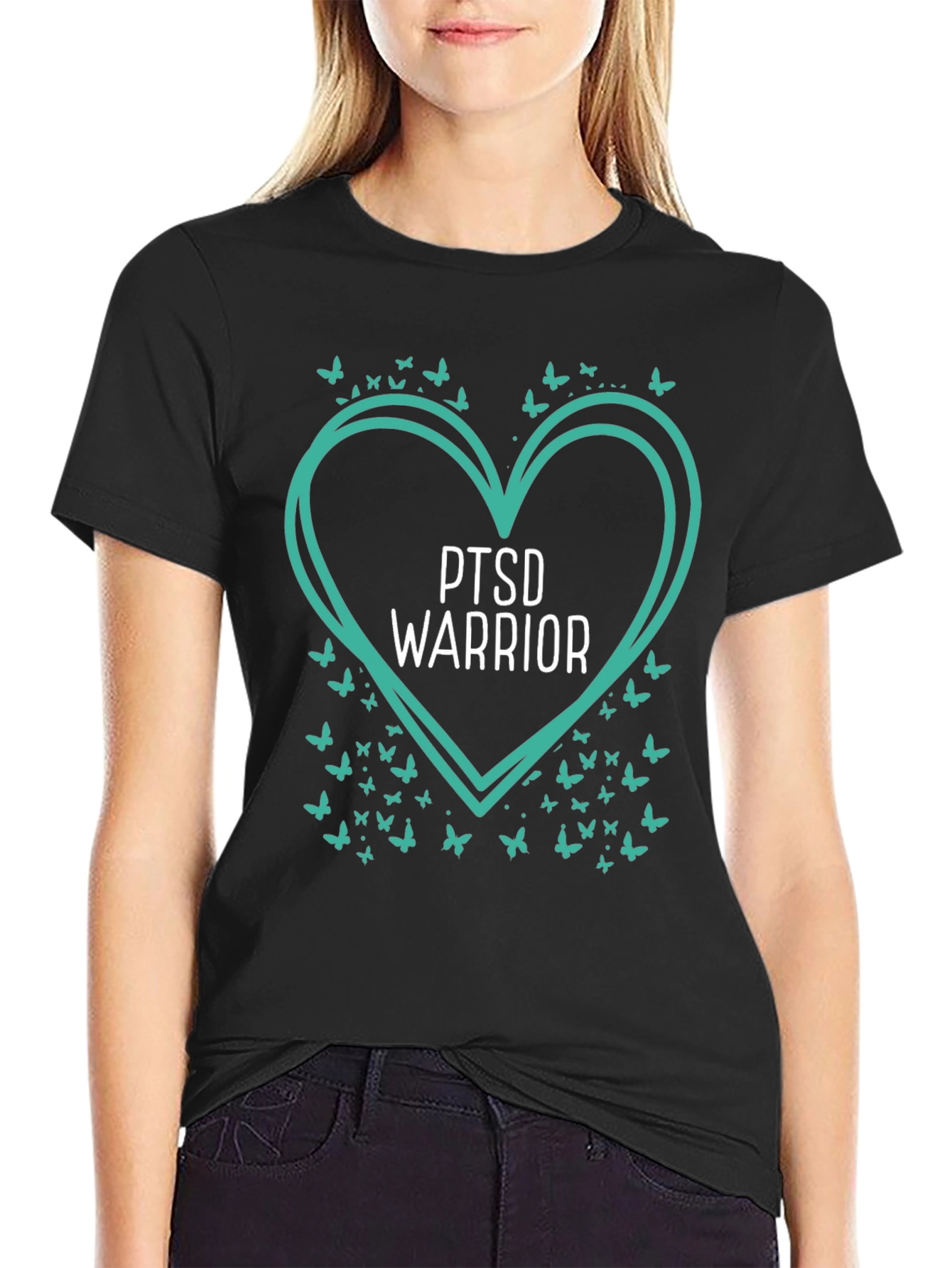 PTSD Warrior Heart Butterfly Graphic Tee