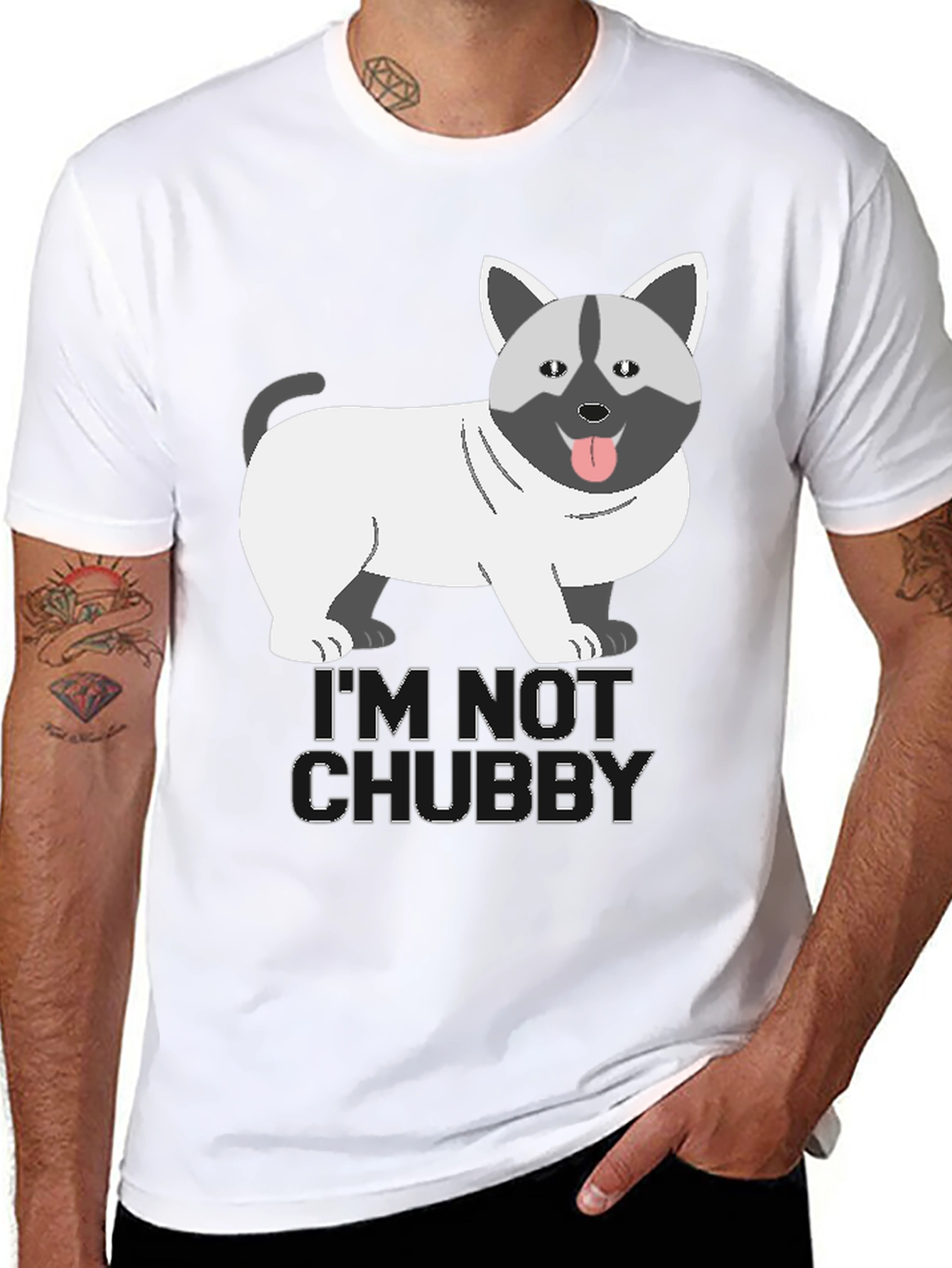 Im Not Chubby Dog Cartoon Graphic T-Shirt