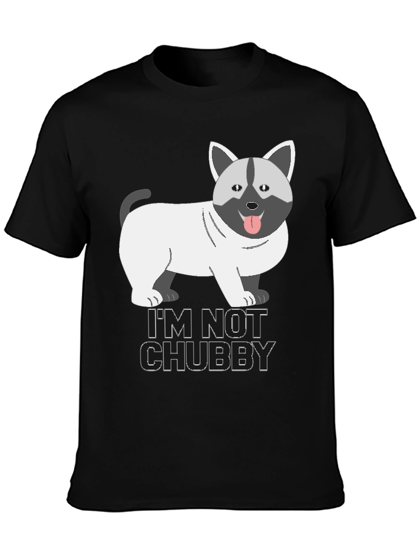 Im Not Chubby Dog Cartoon Graphic T-Shirt