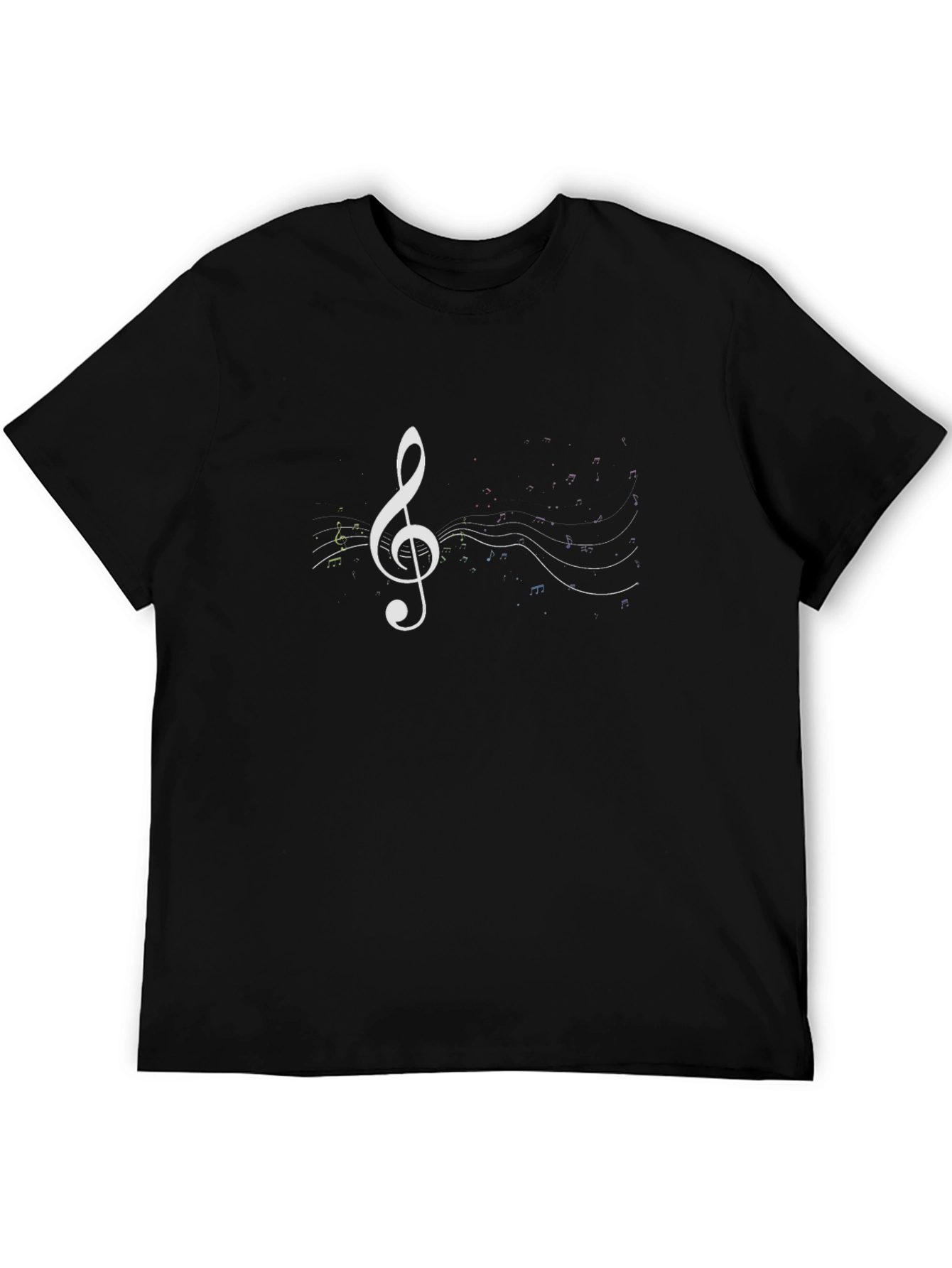 Treble Clef Music Notes Black T-Shirt