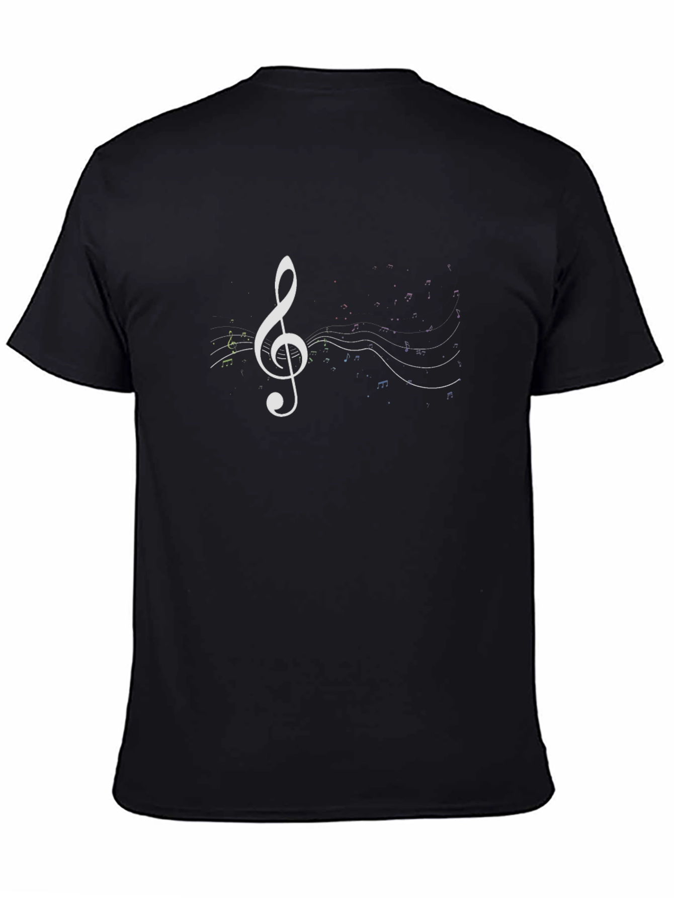 Treble Clef Music Notes Black T-Shirt