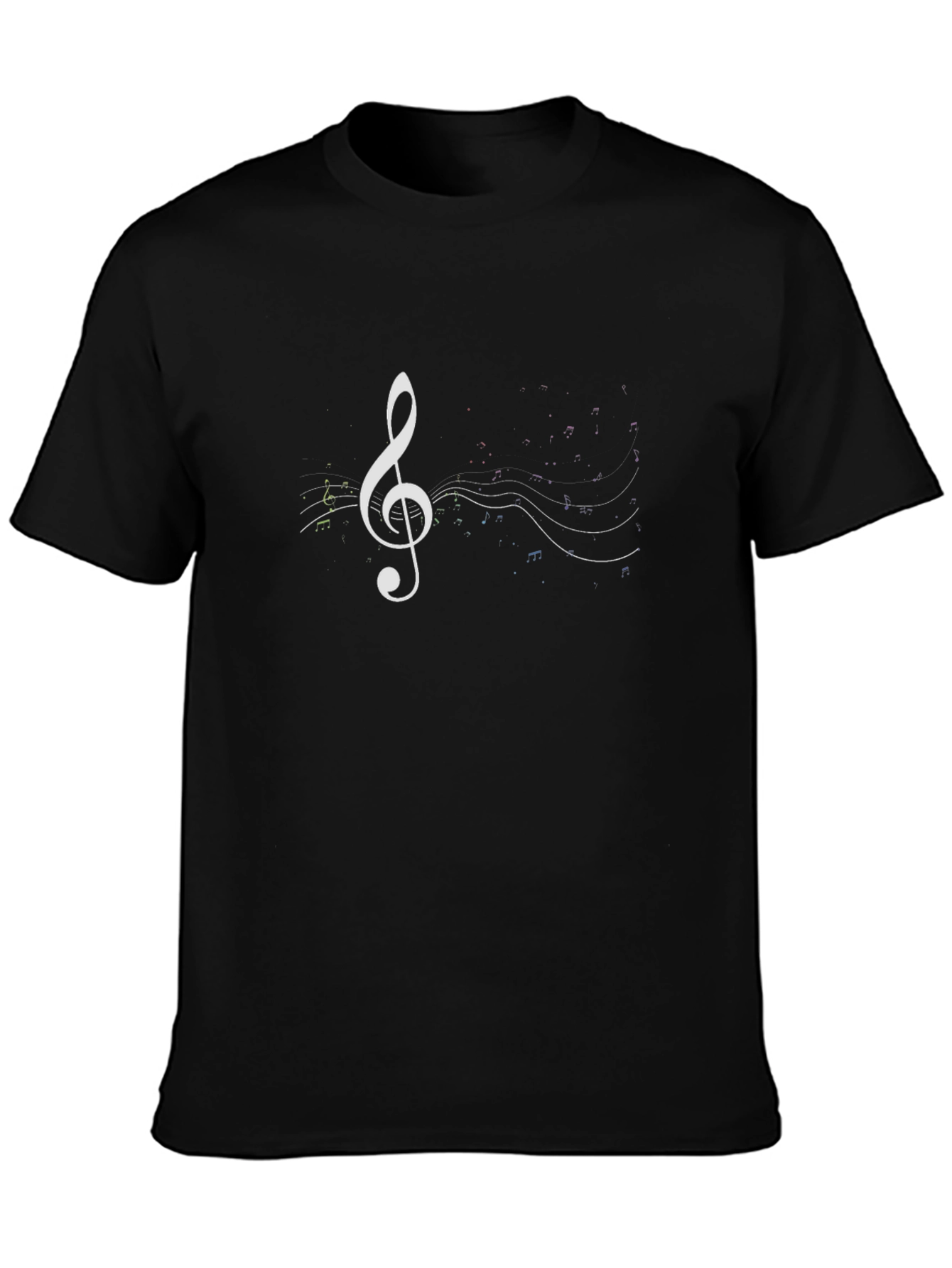 Treble Clef Music Notes Black T-Shirt