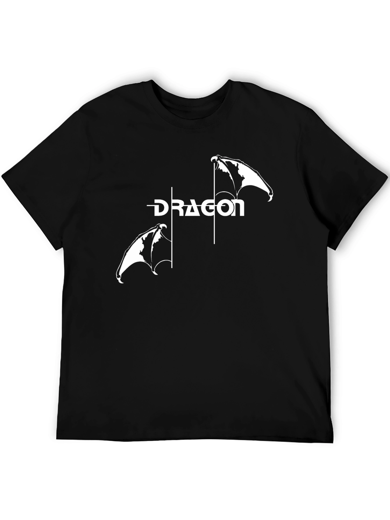 Dragon Wings Graphic Tee - Black Cotton Blend