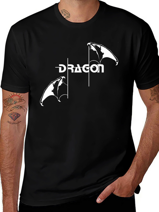 Dragon Wings Graphic Tee - Black Cotton Blend