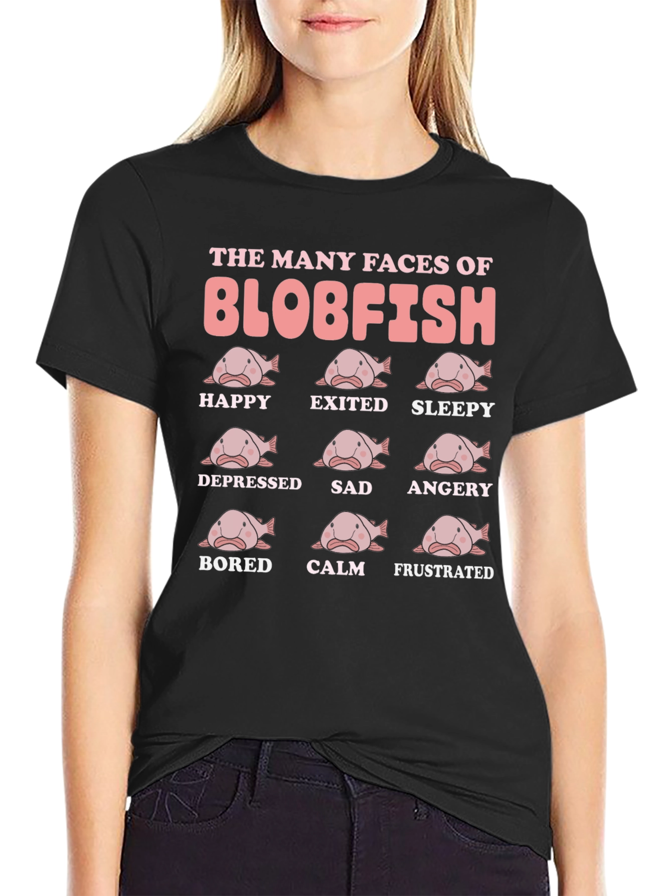 Blobfish Moods Funny Graphic T-Shirt