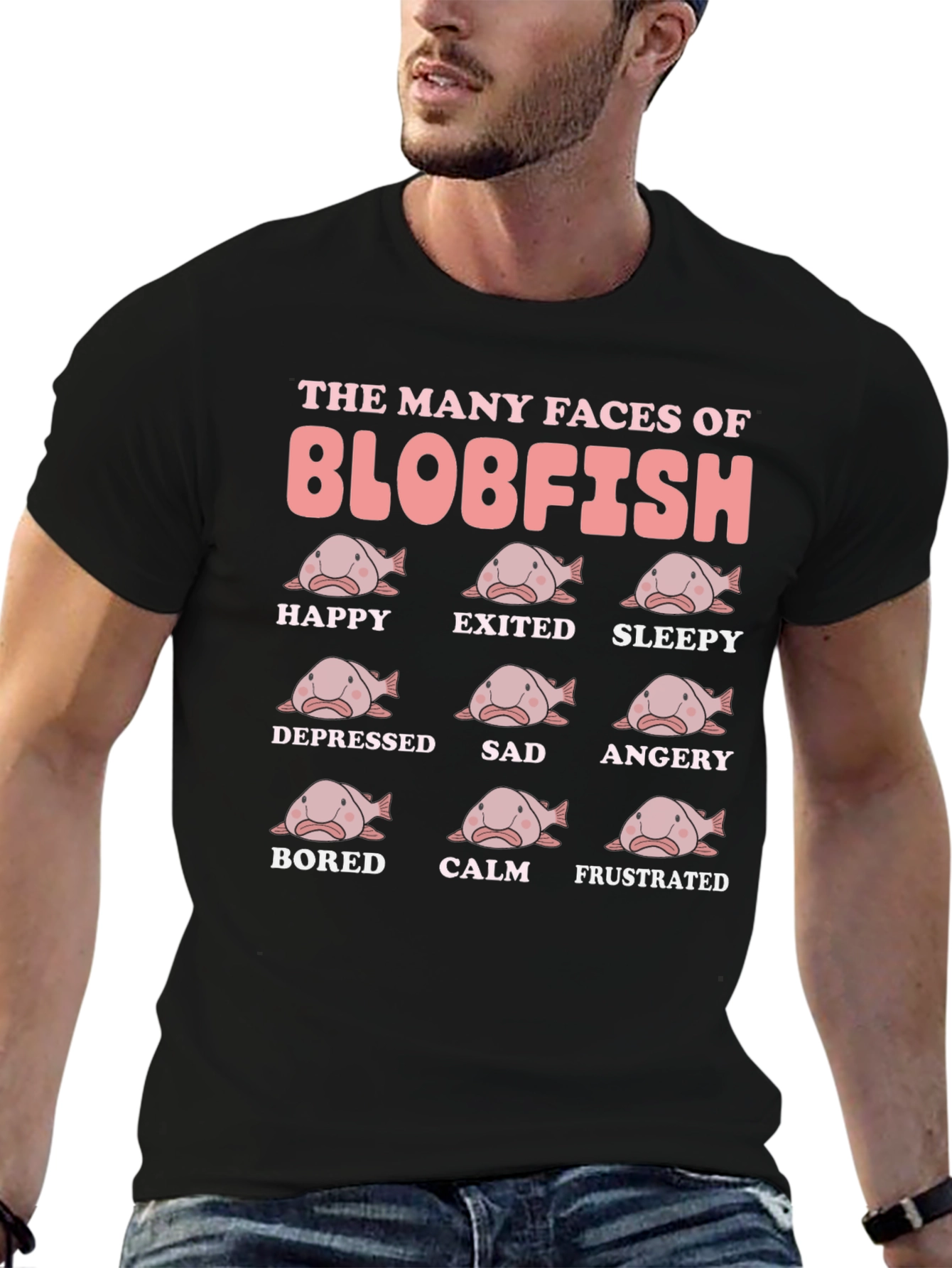 Blobfish Moods Funny Graphic T-Shirt