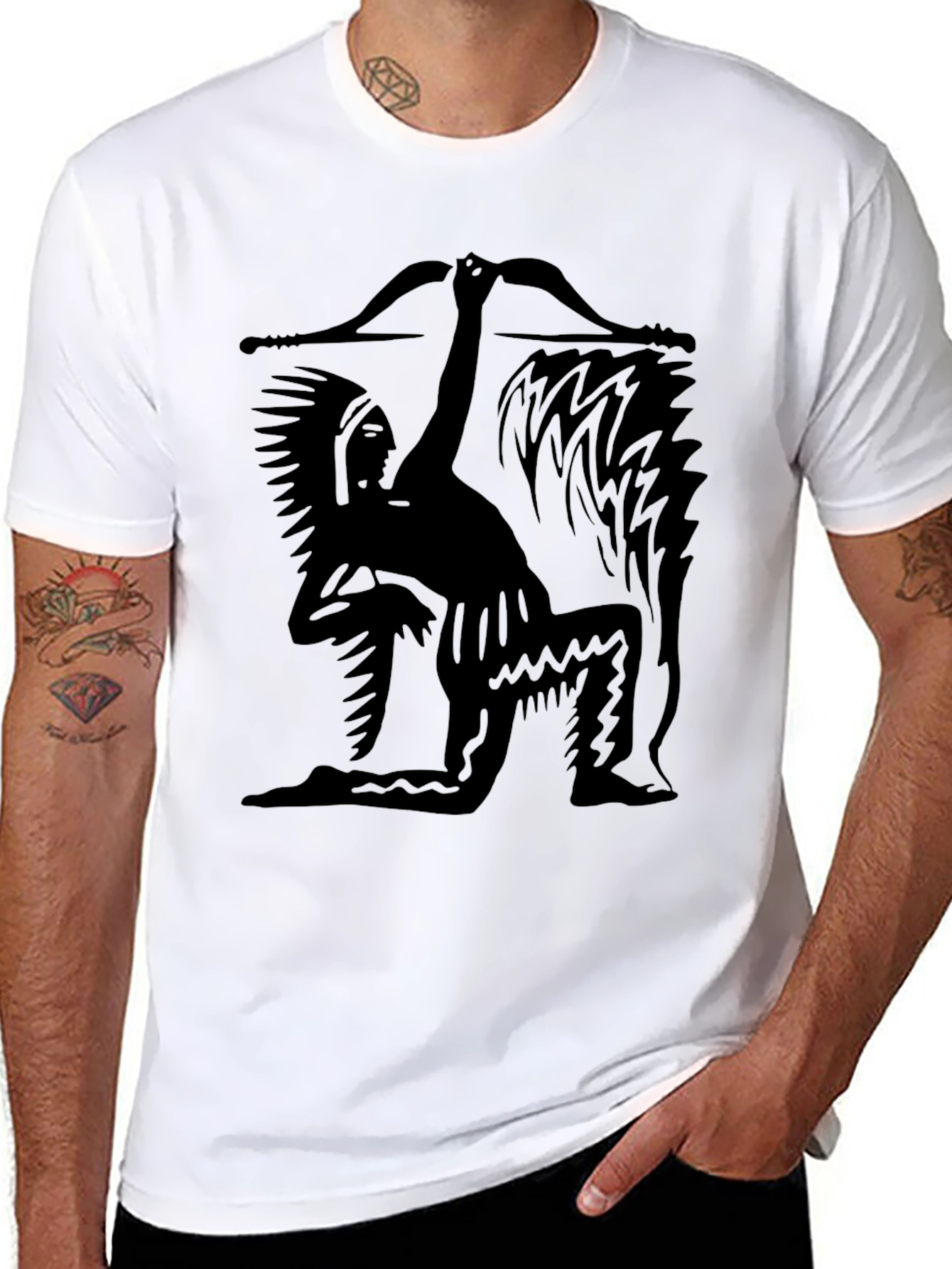 Native American Archer Graphic Tee - Black
