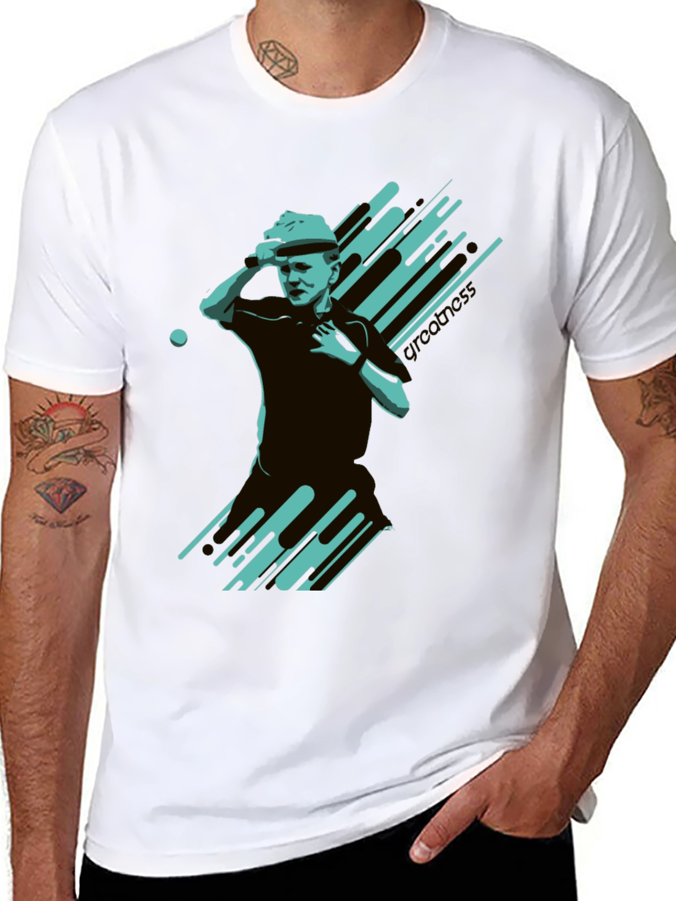 Stylish Black T-Shirt with Tennis Player Graphic