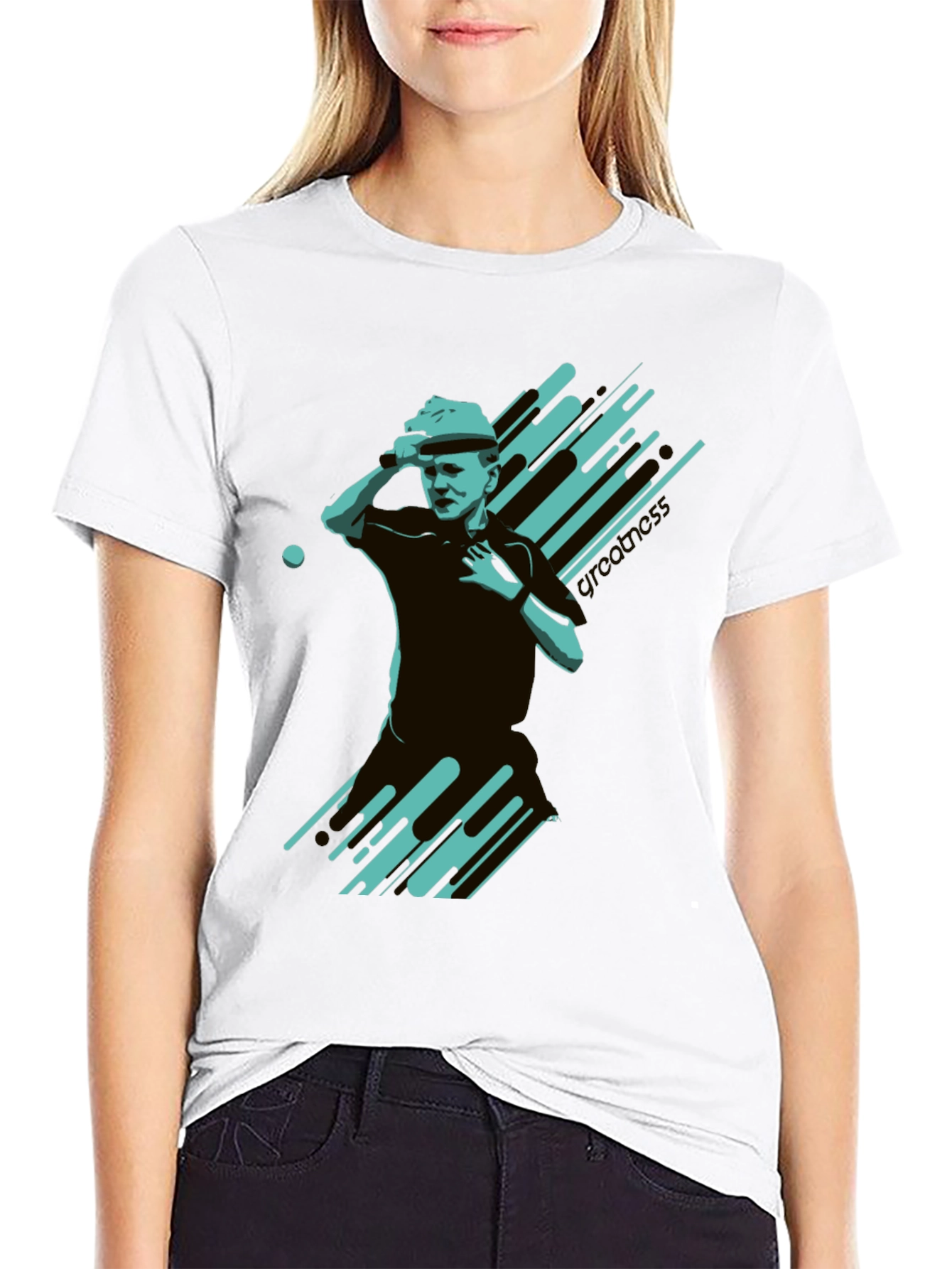 Stylish Black T-Shirt with Tennis Player Graphic