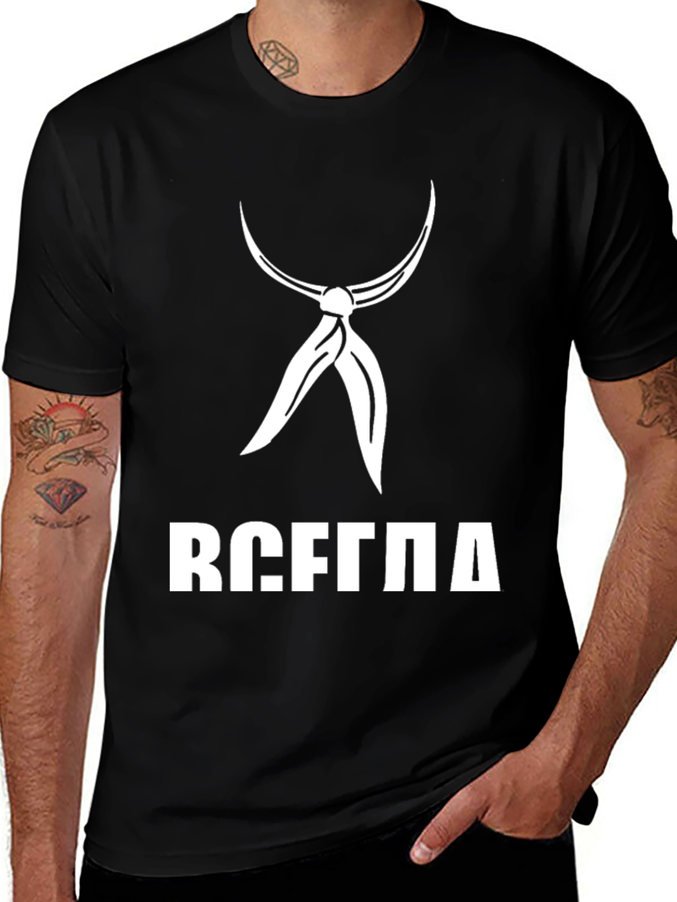 Retro Black T-Shirt with Nautical Scarf Design