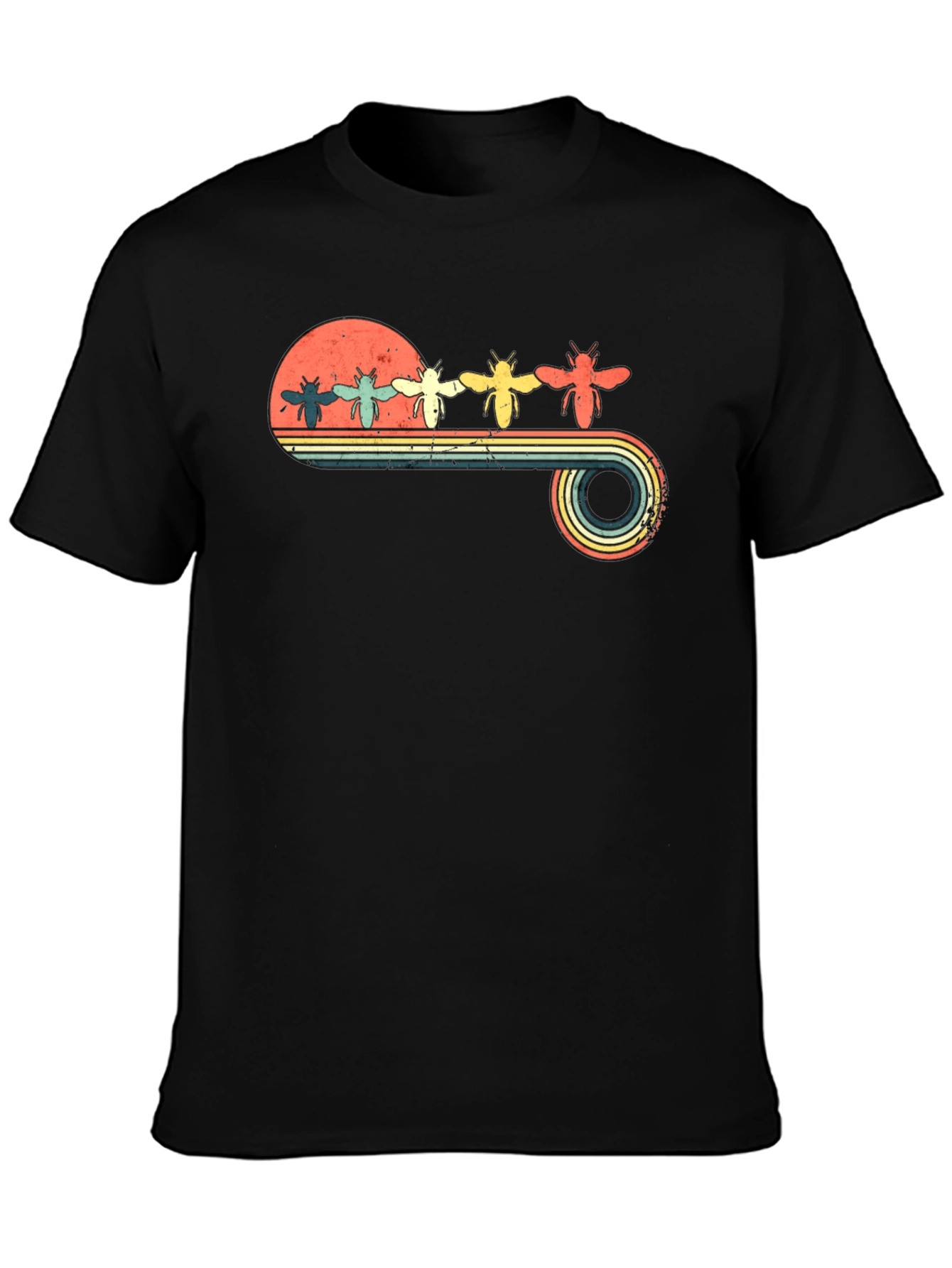 Retro Bee Sunset T-Shirt - Unique Graphic Tee