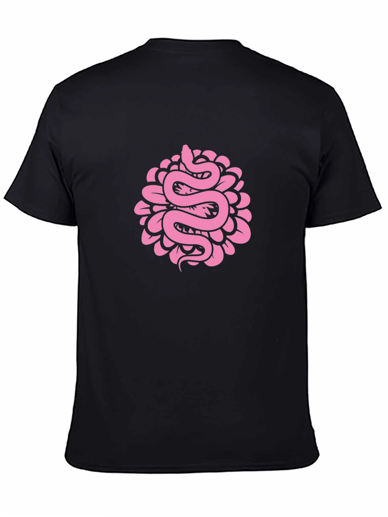 Snake Flower Graphic Tee - Black Cotton T-Shirt
