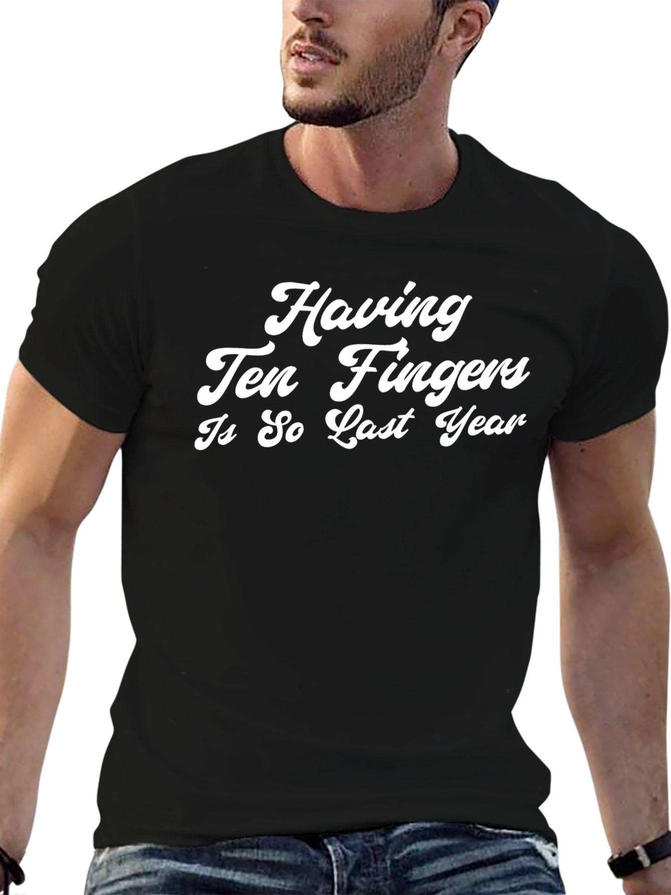 Funny Ten Fingers Last Year Black T-Shirt