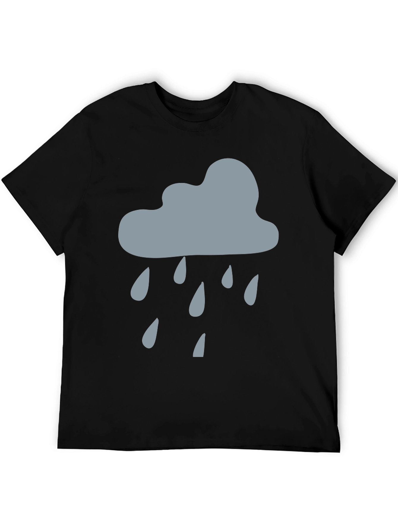 Rainy Day Cloud Graphic Tee - Black Cotton T-Shirt