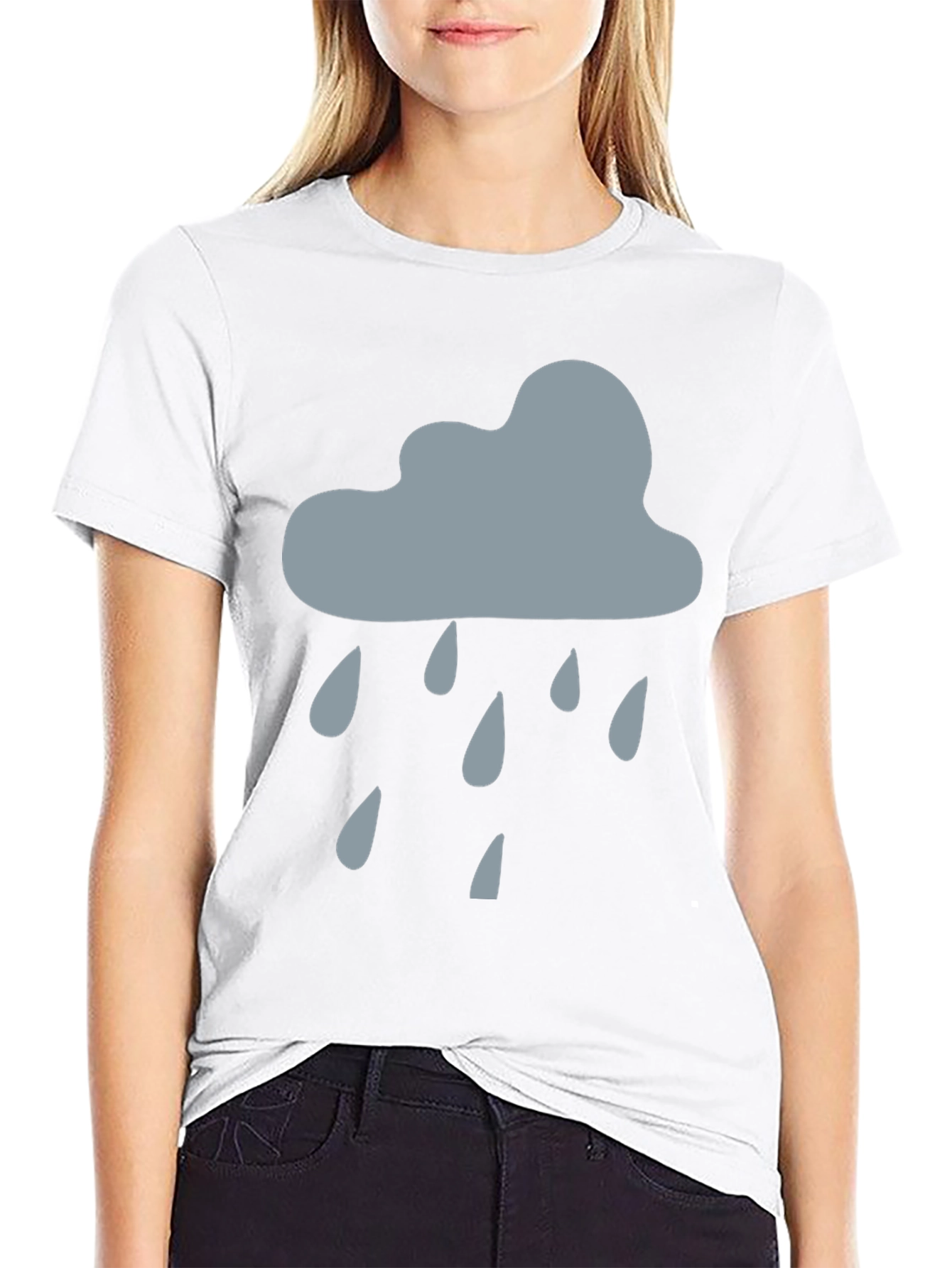 Rainy Day Cloud Graphic Tee - Black Cotton T-Shirt