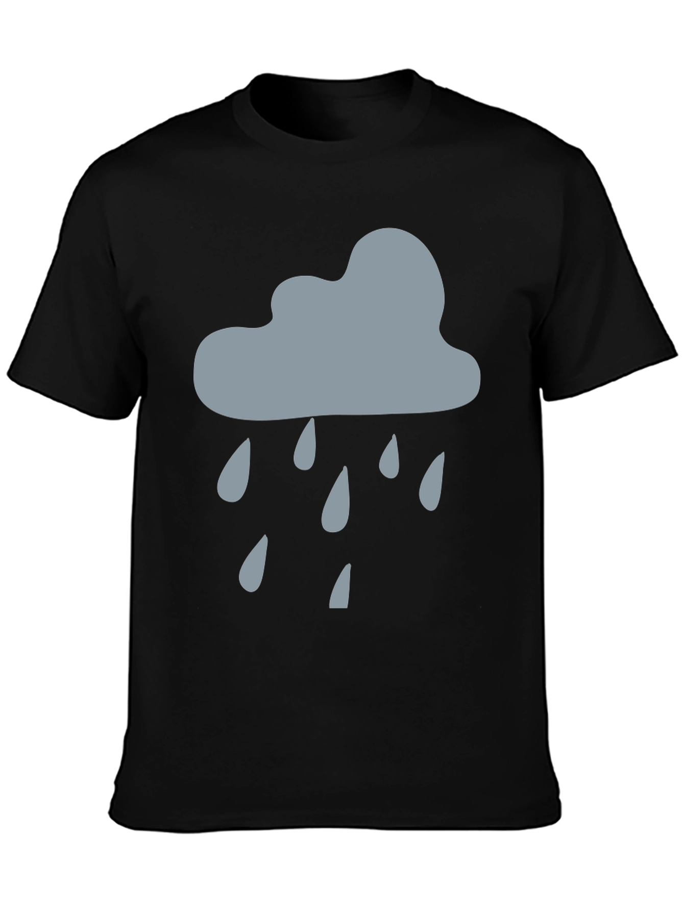 Rainy Day Cloud Graphic Tee - Black Cotton T-Shirt