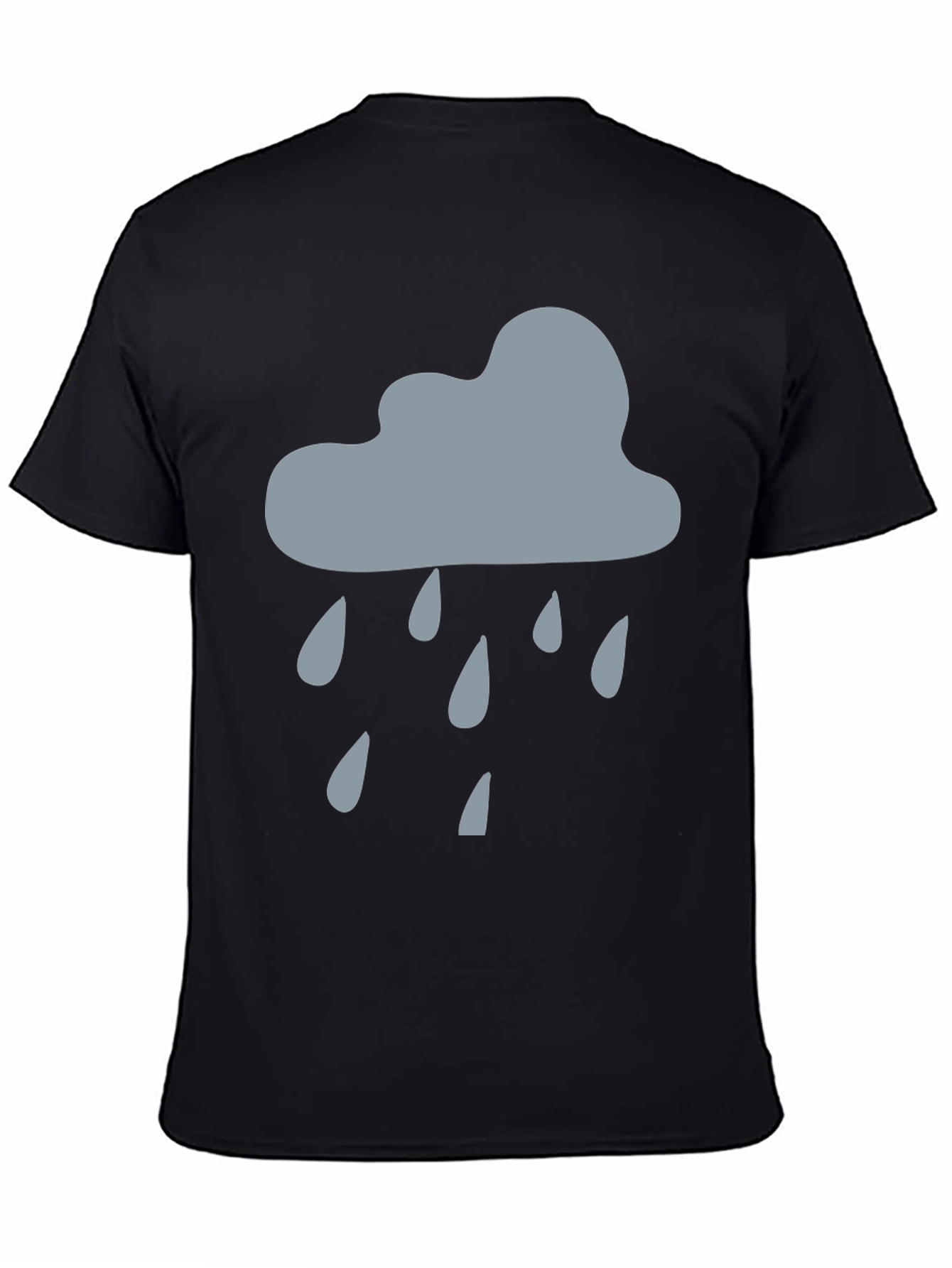 Rainy Day Cloud Graphic Tee - Black Cotton T-Shirt