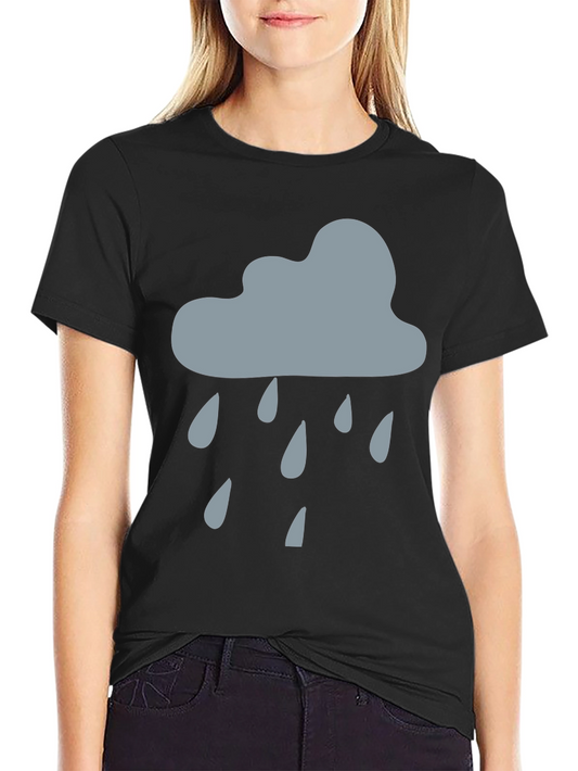 Rainy Day Cloud Graphic Tee - Black Cotton T-Shirt
