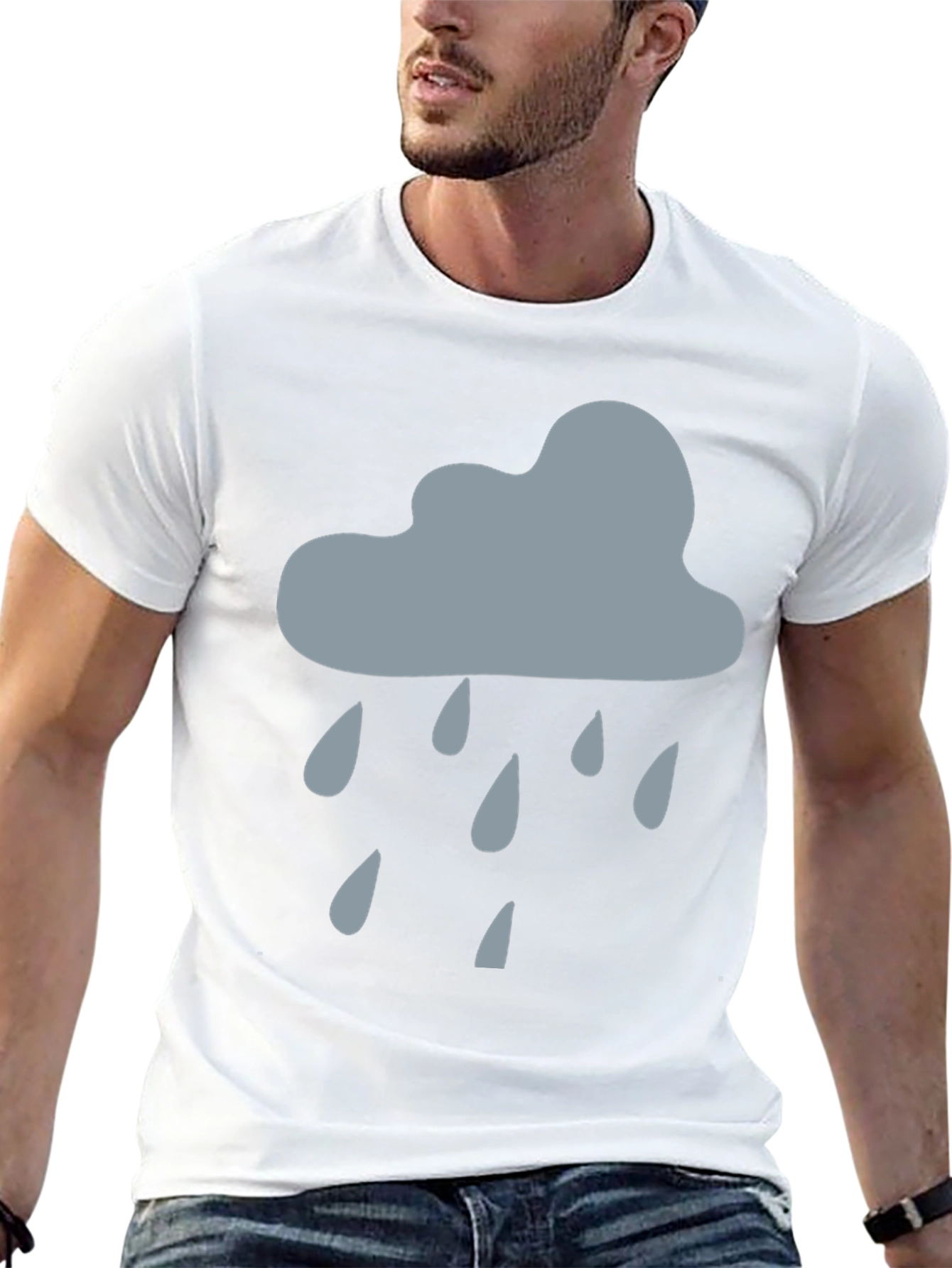 Rainy Day Cloud Graphic Tee - Black Cotton T-Shirt