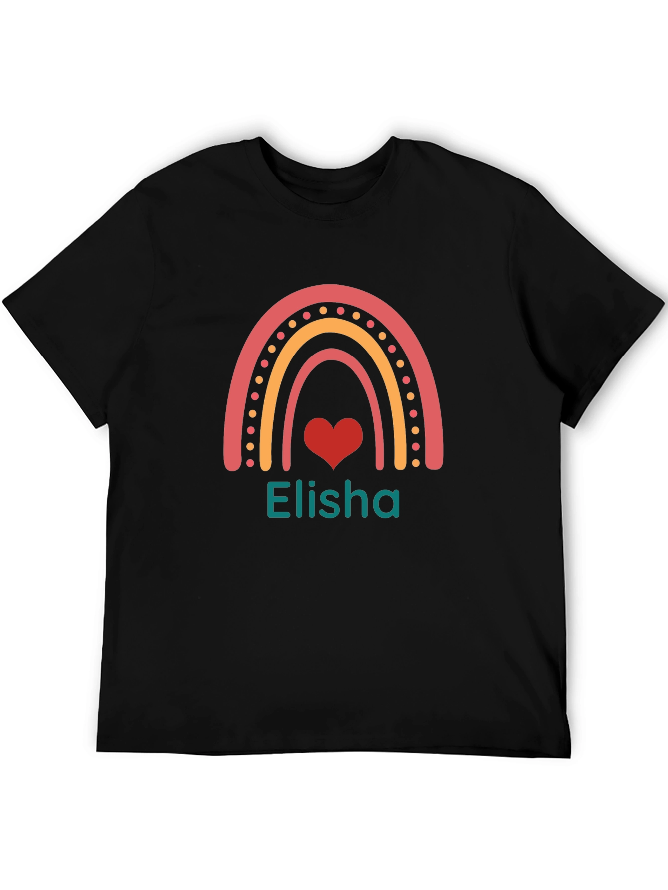 Personalized Elisha Rainbow Heart T-Shirt