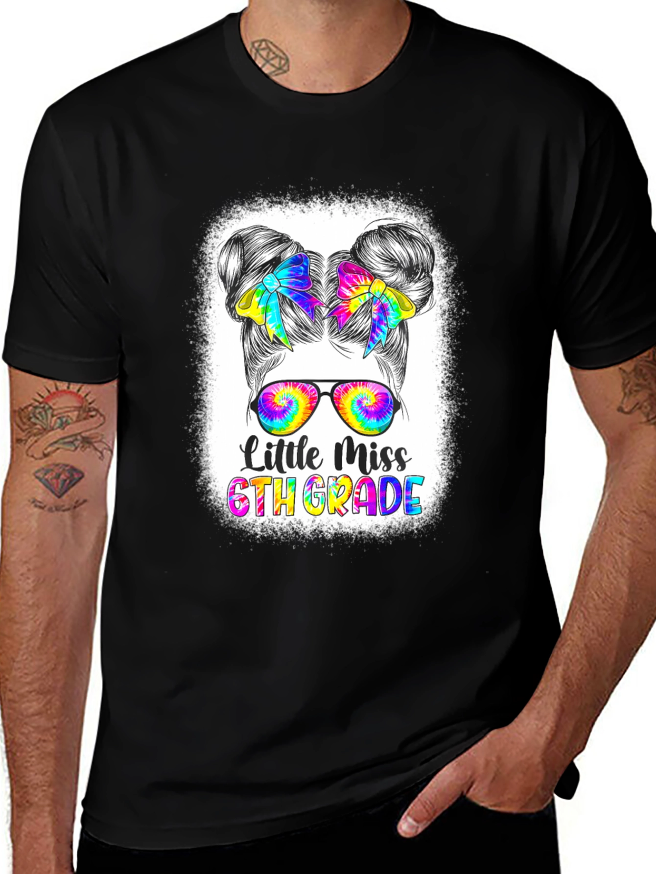 Little Miss 6th Grade Tie-Dye Graphic T-Shirt
